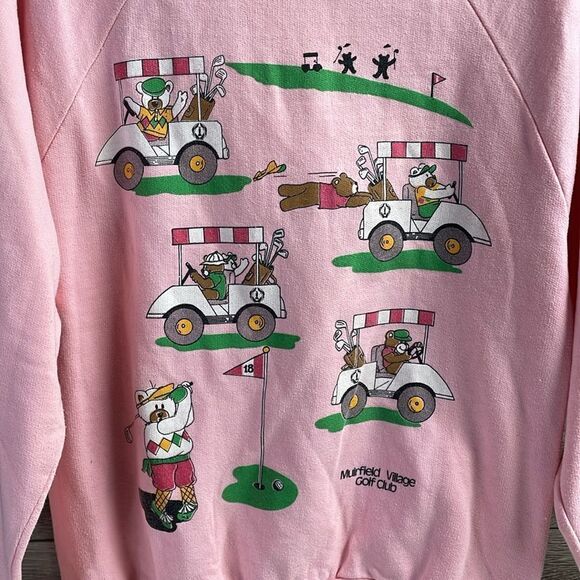 HARBOR LIGHT Ladies Pink Sweatshirt Golf Carts Bears Golfing Golf Club Size Med - Picture 4 of 6